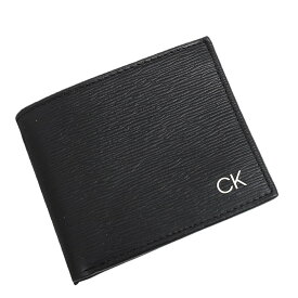 カルバンクライン Calvin Klein 二つ折り財布 ミニ財布 メンズ レザー シンプル ミニマル ブラック 送料無料/込 父の日ギフト