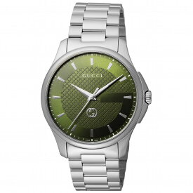 グッチ GUCCI 腕時計 メンズ アナログ 3連ステンレスベルト 丸型 グリーン シルバー G-TIMELESS 送料無料/込 父の日ギフト