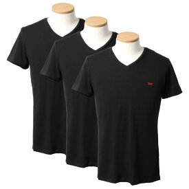 ディーゼル DIESEL インナーシャツTシャツ3枚組 アンダーTシャツ3枚セット メンズ 半袖 Vネック ロゴ Sサイズ 送料無料/込 父の日ギフト