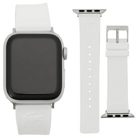 【最大10%OFFクーポン4/1_13時まで】ラコステ LACOSTE アップルウォッチ38mm/40mm/41mmケース用バンド Apple Watch交換ベルト レディース ロゴ シリコンラバーベルト ホワイト×シルバー Apple watch strap 送料無料/込 卒業祝入学祝プレゼント