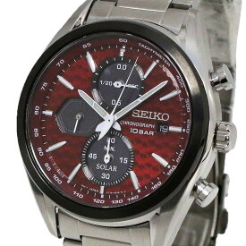 セイコー SEIKO 腕時計 メンズ クオーツ クロノグラフ ステンレスベルト レッド×シルバー 送料無料/込 父の日ギフト