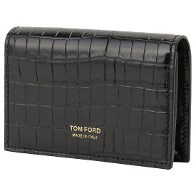 トムフォード TOM FORD 名刺入れ カードケース カード入れ メンズ レザー ロゴ クロコダイル型押し柄 ブラック×ブラック/ゴールド 送料無料/込 卒業祝入学祝プレゼント