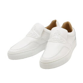 ヴィヴィアンウエストウッド VIVIENNE WESTWOOD スリッポン スニーカー ローファー レディース レザー オーブロゴモチーフ WHITE 23cm～23.5cm CLASSIC SLIP-ON 送料無料/込 父の日ギフト