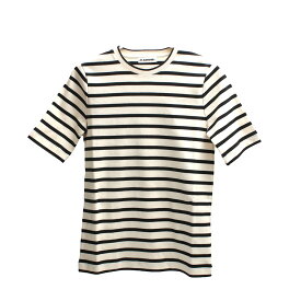 ジルサンダー JIL SANDER Tシャツ カットソー レディース ボーダー柄 半袖 クルーネック クリーム Sサイズ 送料無料/込 父の日ギフト