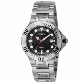 フェンディ FENDI 腕時計 メンズ アナログ ステンレス3連ベルト デイト ブラック シルバー 送料無料/込 母の日ギフト