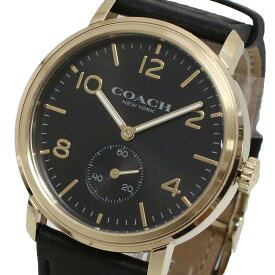 コーチ COACH 腕時計 メンズ クオーツ レザーベルト ロゴ ブラック×ゴールド 送料無料/込 父の日ギフト