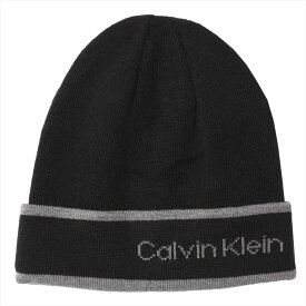 カルバンクライン Calvin Klein ニットキャップ ニット帽 ビーニー メンズ ロゴ シンプル アクリル ブラック 送料無料/込 父の日ギフト