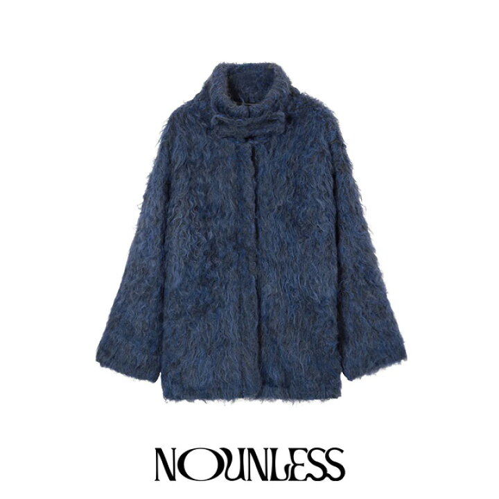 楽天市場】ナウンレス NOUNLESS ビッグカラー ニットファー ジャケット 