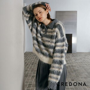 CREDONA �N���h�i ���w�A �{�[�_�[ �j�b�g MOHAIR BORDER KNIT �|���V���c ���f�B�[�X ���� �y2026 �V��z