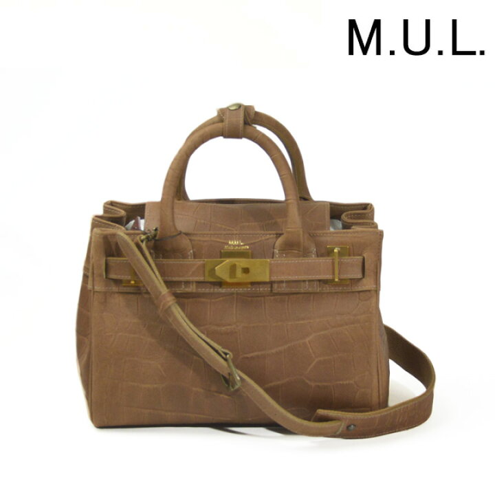楽天市場】M.U.L. エムユーエル レザー 2WAY ハンドバッグ 本革 型押し  