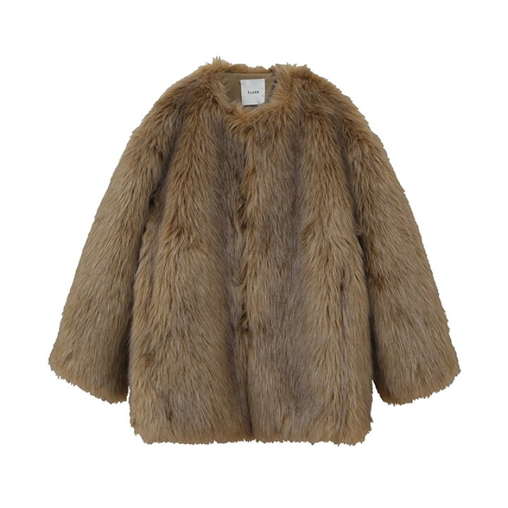 CLANE - ノーカラー ボリューム エコファーコート - NO COLLAR VOLUME  