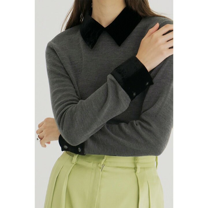 楽天市場】クラネ CLANE ベロア カラー ニット トップス VELOR COLLAR  