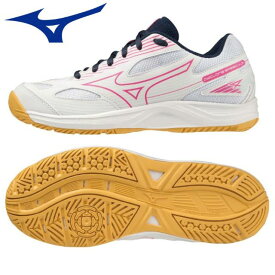 【送料無料】ミズノ MIZUNO ジュニアバレーボールシューズ V1GD2310 56 サイクロンスピード4Jr 21.5～24.5センチ ローカット 軽量 ホワイト×ピンク 白【2023新作】