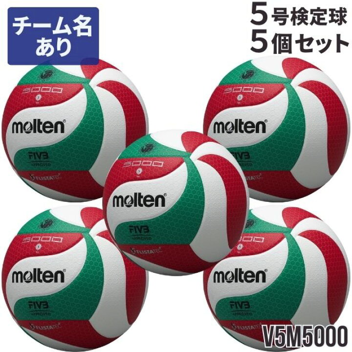 楽天市場】【送料無料】バレーボール 5号球 5個 (ネーム入り) モルテン  