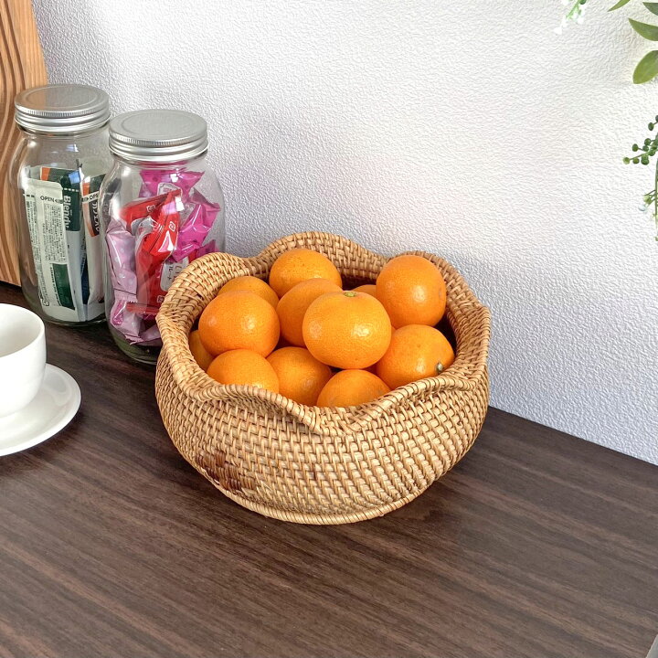 楽天市場】ラタン バスケット みかん入れかご お菓子入れ アタカゴ 