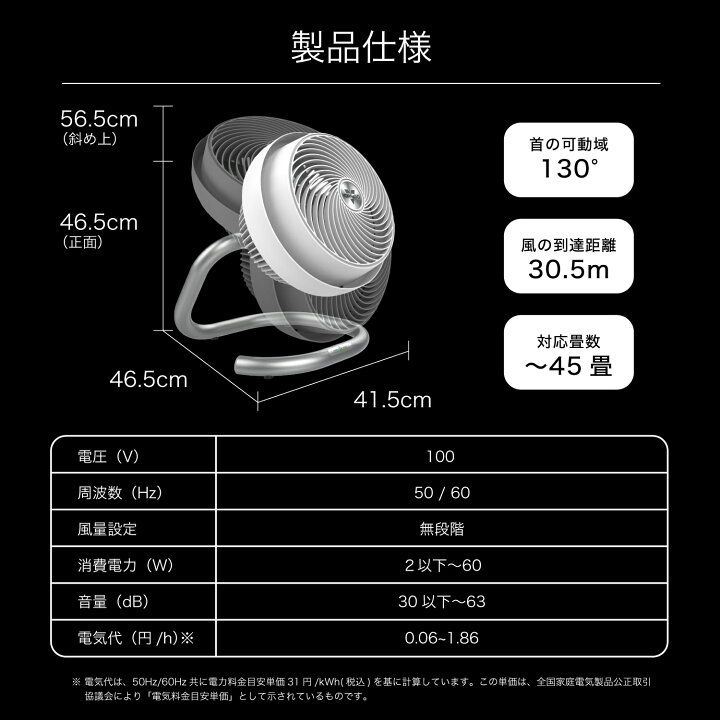 楽天市場】ボルネード サーキュレーター45畳 DCモーター 無段階変速  
