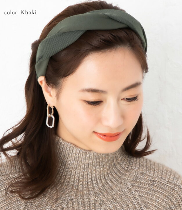 ヘアバンド ニット ヘアアクセサリー カーキ