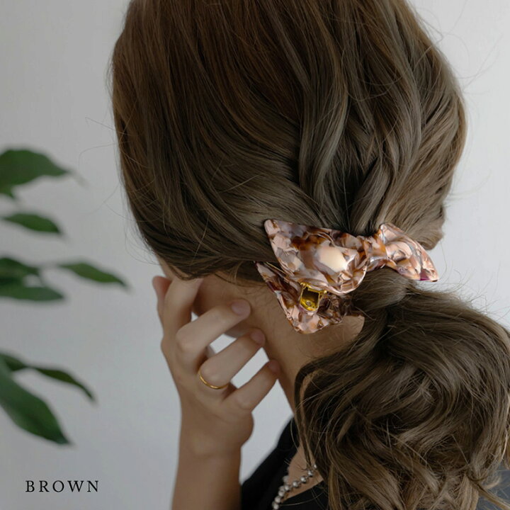 ベージュ】レオパード 上品リボン 春リボン バンスクリップ ミンミン  