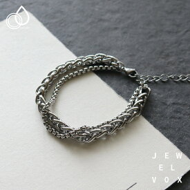 ブレスレット ステンレス レディース チェーン 二連 太め ごつめ サージカルステンレス 金属アレルギー つけっぱなし メンズライク ユニセックス シルバー プレゼント