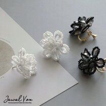 楽天市場】イヤリング 花（カラーブラック）（ピアス｜レディース 