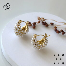 【2/14・15は20%OFFクーポン+P10倍】 【メール便送料無料】 ピアス ステンレス製 レディース 金属アレルギー サージカルステンレス フープピアス キャッチレス パール ゴールド つけっぱなし オケージョン 結婚式 女性 プレゼント