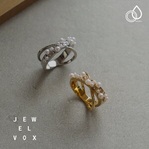 【10/29・30は20%OFFクーポン+P10倍】 【メール便送料無料】 指輪 リング レディース ステンレス製 金属アレルギー クロス Pパール ストーン シルバー ゴールド 12号 15号 17号 大ぶり 大人かわいい