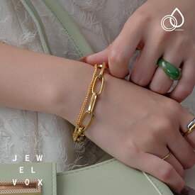 【メール便送料無料】 1000円ポッキリ ブレスレット レディース ステンレス製 金属アレルギー サージカルステンレス 2連 ニュアンス ゴールド シルバー シンプル ごつめ 大ぶり 大人かわいい