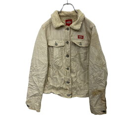 【中古】【古着】 Dickies デニムジャケット レディース S ホワイト ディッキーズ ボアジャケット ストリート ロゴ Gジャン 古着卸 アメリカ仕入 t2201-3215