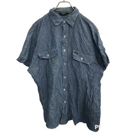 【中古】【古着】 OSHKOSH 半袖シャツ XLくらい ワークシャツ シャンブレーシャツ 青色 古着卸 アメリカ仕入 t2206-3561