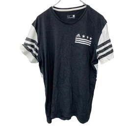 【中古】【古着】 adidas 半袖プリントTシャツ Mサイズ アディダス スポーツブランド ブラック ホワイト古着卸 アメリカ仕入 t2206-4289