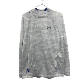 【中古】【古着】 UNDER ARMOUR プルオーバーパーカー Mサイズ スポーツ 総柄 ホワイト グレー 古着卸 アメリカ仕入 t2301-3011