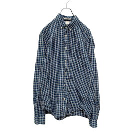 【中古】【古着】 H&M 長袖 チェックシャツ M ブルー エイチアンドエム ボタンダウン 1ポケット 古着卸 アメリカ仕入れ a408-6097