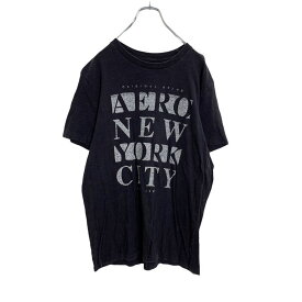 【中古】【古着】 AEROPOSTALE 半袖 プリント Tシャツ M ブラック ホワイト エアロポステール 古着卸 アメリカ仕入れ a406-5402