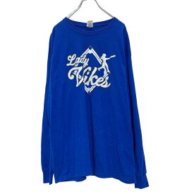 【中古】【古着】 JERZEES 長袖 プリント Tシャツ XL ブルー ジャージーズ Lady Vikes バックプリント ロンT 古着卸 アメリカ仕入 a503-5845