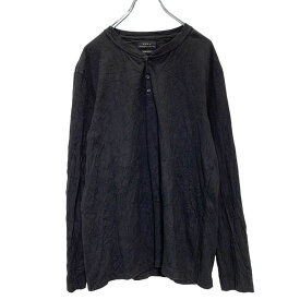 【中古】【古着】 ZARA 長袖 ヘンリーネック Tシャツ Mサイズ位 ブラック 黒 ザラ 無地 ロンT 古着卸 アメリカ仕入 a503-6004