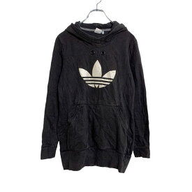 【中古】【古着】 adidas originals スウェット パーカー レディース S ブラック アディダス オリジナルス ロング丈 ストリート 古着卸 アメリカ仕入れ a401-6035