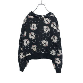 【中古】【古着】 H&M Disney スウェットパーカー レディース XS ブラック ホワイト ミッキー キャラクター 耳 付き ディズニー ショート丈 古着卸 アメリカ仕入れ a404-5011