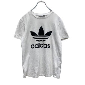 adidas 半袖 プリント Tシャツ ウィメンズ L ホワイト ブラック アディダスオリジナルス ロゴ スポーツ 古着卸 アメリカ仕入 a504-5263