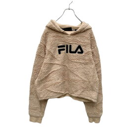 【中古】【古着】 FILA ショート丈 ボア パーカー レディース 12 XL ベージュ フィラ スポーツ ストリート フーディー 古着卸 アメリカ仕入れ a404-6001