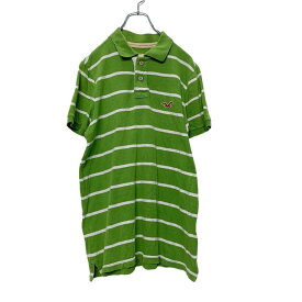 【中古】【古着】 HOLLISTER 半袖 ボーダー ポロシャツ Mサイズ ホリスター 緑 グリーン 古着卸 アメリカ仕入れ a407-5730