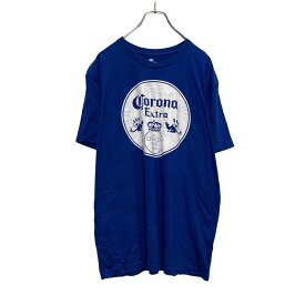 【中古】【古着】 Corona 半袖 プリント Tシャツ L ブルー ホワイト コロナ コロナビール 古着卸 アメリカ仕入 a506-5796