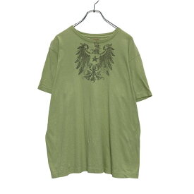 【中古】【古着】 GUESS 半袖 プリント Tシャツ L グリーン グレー イーグル ゲス 古着卸 アメリカ仕入 a506-7086