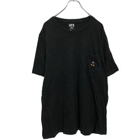 【中古】【古着】 UNIQLO 半袖 キャラクター ロゴ Tシャツ XL ブラック ミッキーマウス ディズニー 古着卸 アメリカ仕入 a507-6494