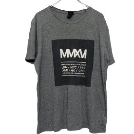 【中古】【古着】 H&M 半袖 プリントTシャツ L グレー ブラック ホワイト エイチアンドエム 文字 古着卸 アメリカ仕入 a507-6604