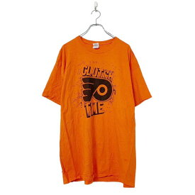 【中古】【古着】 GILDAN 半袖 プリント Tシャツ XL オレンジ ブラック ギルダン 100% コットン CLUTCH 古着卸 アメリカ仕入 a508-5984