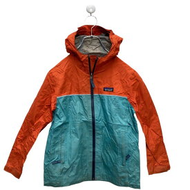 【中古】【古着】 patagonia マウンテンパーカー キッズ S オレンジ ターコイズ パタゴニア ナイロン ジップアップ 古着卸 アメリカ仕入 a510-5690