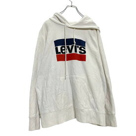 【中古】【古着】 Levi's ロゴ スウェット パーカー L ホワイト ネイビー レッド リーバイス フーディー 古着卸 アメリカ仕入 a601-5907