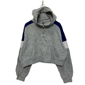 【中古】【古着】 H&M ハーフジップ スウェット パーカー L レディース グレー エイチアンドエム ショート丈 裏起毛 古着卸 アメリカ仕入 a601-6148