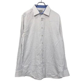 【中古】【古着】 LC WAIKIKI 長袖 柄シャツ XL ホワイト ブルー 古着卸 アメリカ仕入 a601-6741