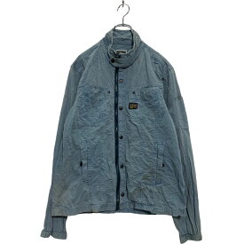 【中古】【古着】 G-STAR RAW ジップアップ デニムジャケット XL ライトブルー ジースターロウ チンストラップ 薄手 古着卸 アメリカ仕入 a602-5615